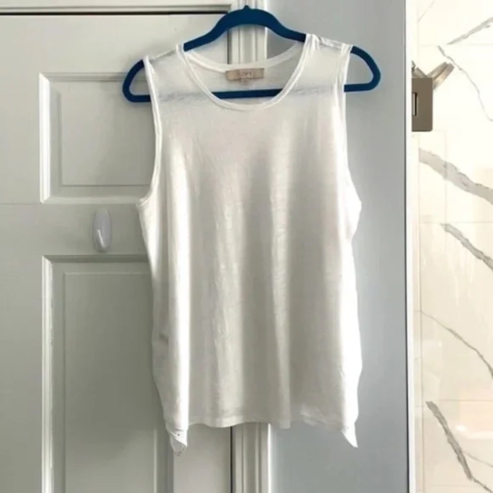 LOFT White Lightweight Stitched Detail Tank Top